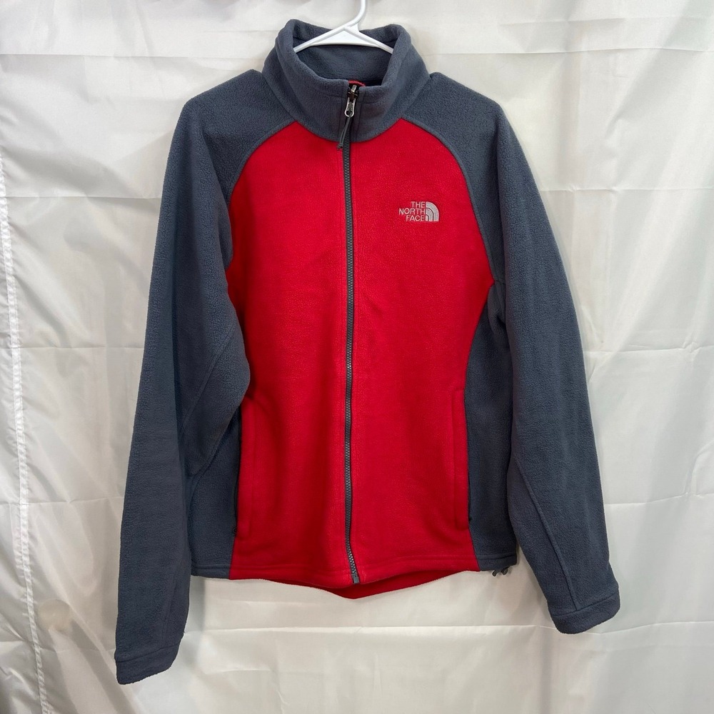 The North Face adult red gray Khumbu polartec fleece zip warm jacket adjustable